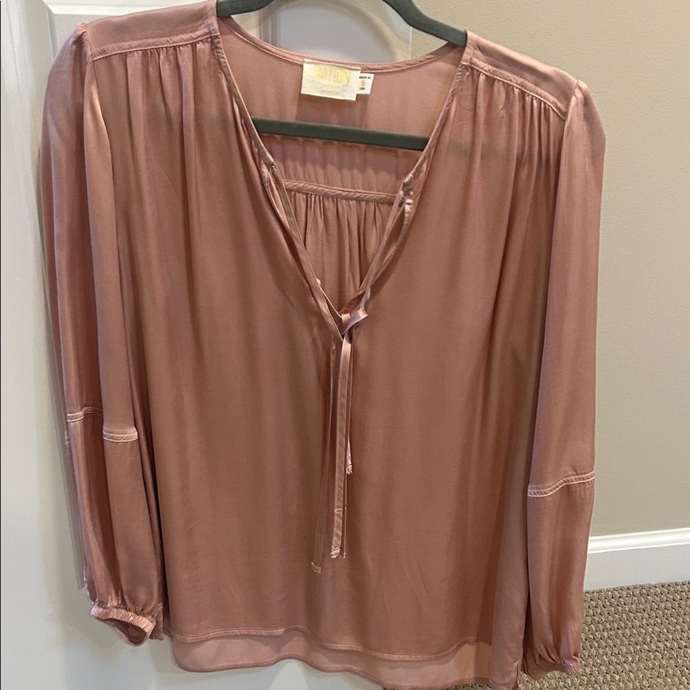 Nation LTD Dusty Rose Tie-Neck Blouse